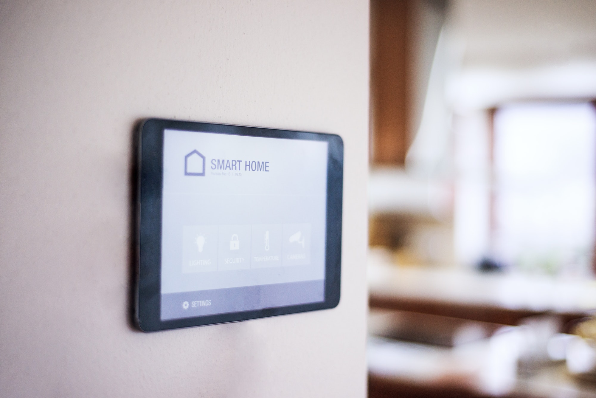 A tablet with smart home screen.