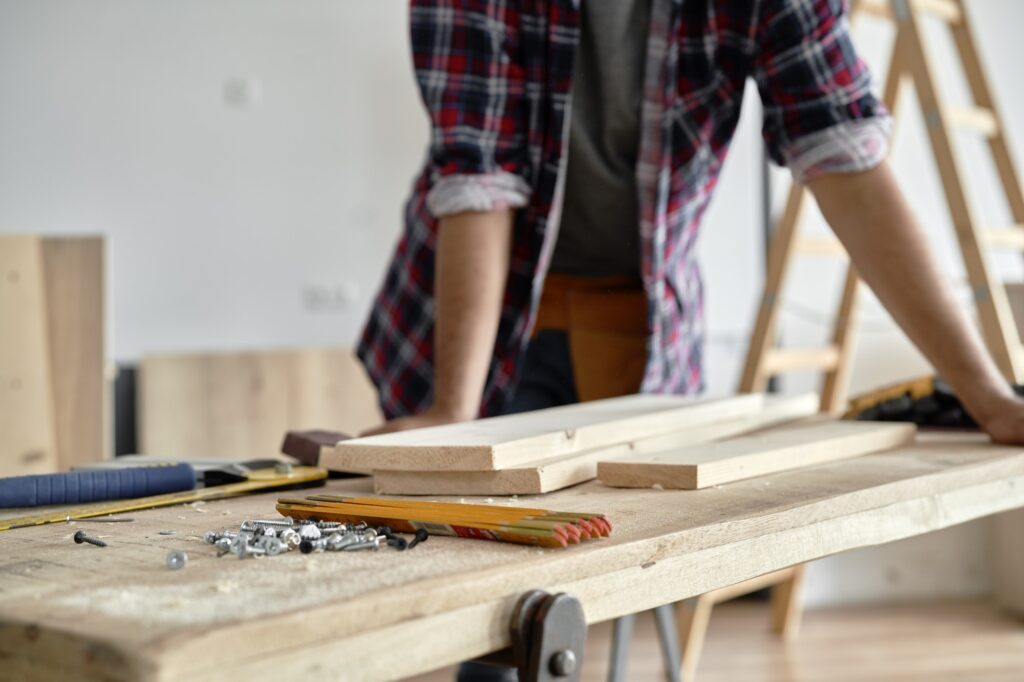 Carpenter standing at the workbench